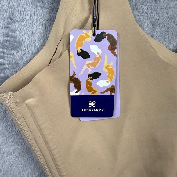 HoneyLove Women's 2X Mid-Thigh Shaping Superpower Bodysuit Sand NWT - Picture 4 of 9